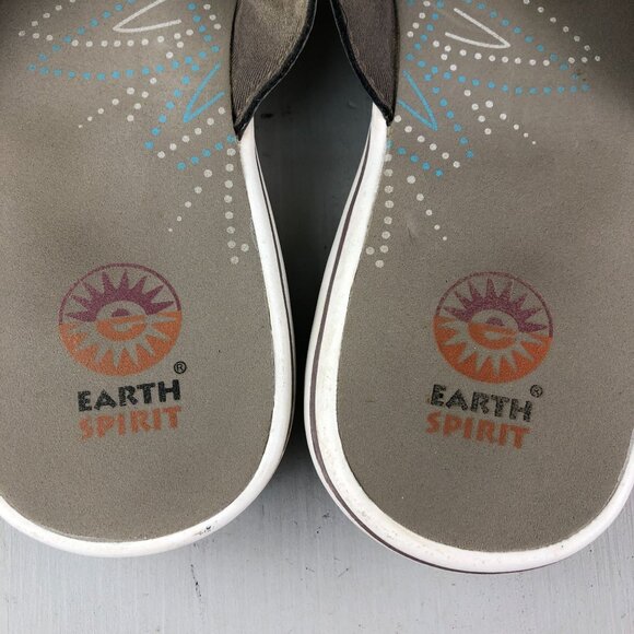 Earth Spirit Women's Size 8 Brown Open Toe Slip On Flip Flops Sandals Toe Post - Picture 11 of 13